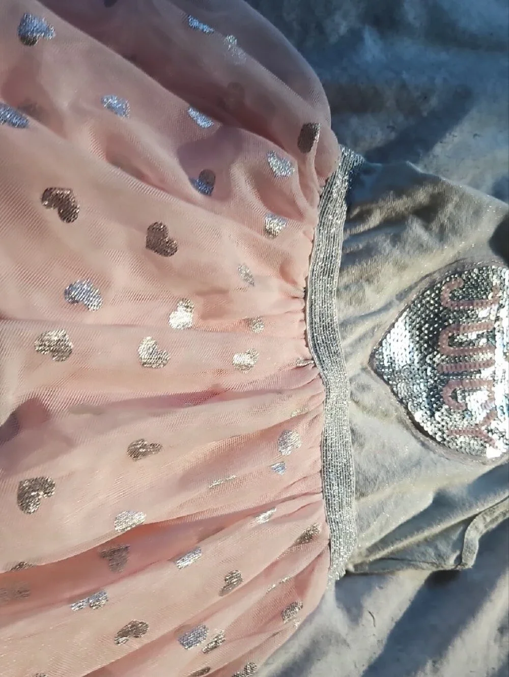 Juicy Couture Gray Tank Top with Pink Tulle Heart Skirt
